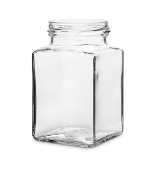 Čtyřhranná sklenice 260 ml TO 58, sklenice na med, balení medu, včelařské potřeby
