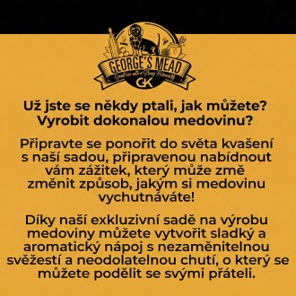 Set na výrobu domácí medoviny – George's Mead (5 litrů), Set na výrobu domácí medoviny – George's Mead ( litrů) Staňte se více než jen konzumentem – staňte se tvůrcem nápoje bohů, včelařské