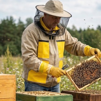 bunda včelařská béžová, vel.: s-xxxl - cz, včelařská bunda, ochranné oblečení, včelařské potřeby
