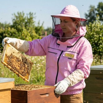Včelařská bunda s kloboukem fialová Lysoň, velikost S až XXL, včelařská bunda, ochranné oblečení, včelařské potřeby