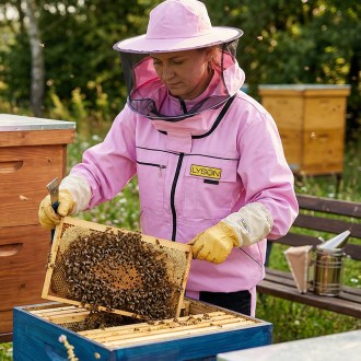 Včelařská bunda s kloboukem fialová Lysoň, velikost S až XXL, včelařská bunda, ochranné oblečení, včelařské potřeby