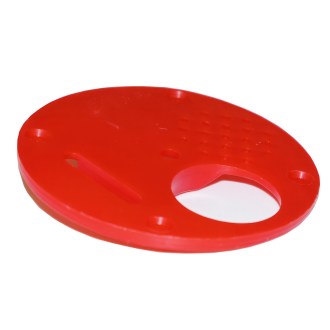 červený česnový uzávěr, detail, plast, průměr 68 mm, včelařské vybavení