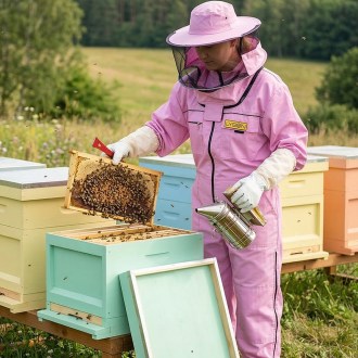 Včelařská kombinéza s kloboukem fialová Lysoň, velikost S až XXXL, včelařská kombinéza, ochranné oblečení, včelařské potřeby