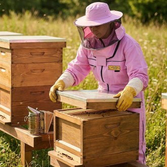 Včelařská kombinéza s kloboukem fialová Lysoň, velikost S až XXXL, včelařská kombinéza, ochranné oblečení, včelařské potřeby