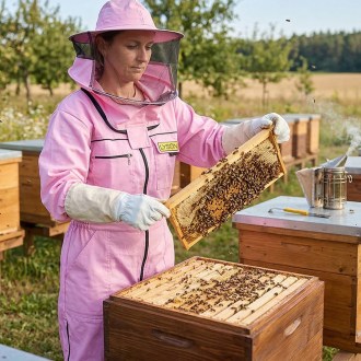 Včelařská kombinéza s kloboukem fialová Lysoň, velikost S až XXXL, včelařská kombinéza, ochranné oblečení, včelařské potřeby