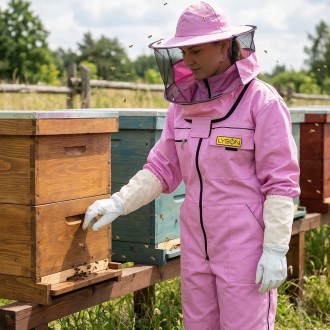 Včelařská kombinéza s kloboukem fialová Lysoň, velikost S až XXXL, včelařská kombinéza, ochranné oblečení, včelařské potřeby