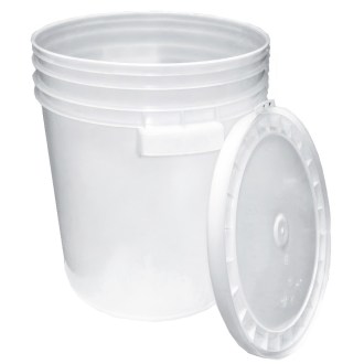 Nádoba na med plast 35/40 kg bílá, produktová fotografie, použití, včelařské potřeby