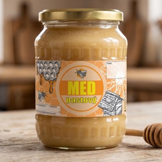 etiketa MED, pastový typ 2, samolepicí etiketa, med, matný povrch