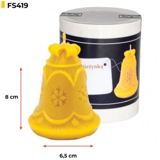 Silikonová forma na svíčky - zvonek se sněhovou vločkou - 8 cm - FS419, Silikonové formy na svíčky z včelího vosku - zvonek se, včelařské potřeby, včelařství