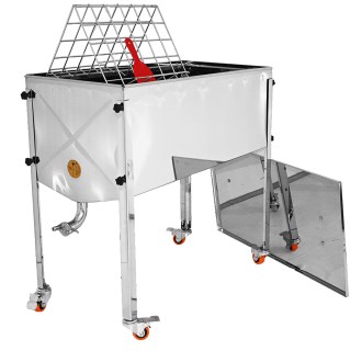 Mellarius, praktický odvíčkovací stůl, 150 cm, medné plásty, nerezová konstrukce
