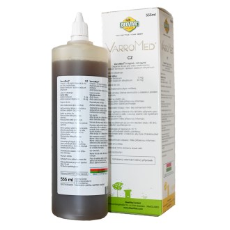 VarroMed, 5 mg ml, 44 mg ml, 555 ml, přední strana, přípravek