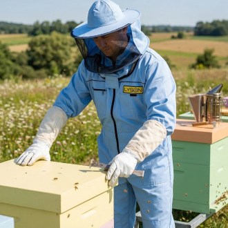 Včelařská kombinéza s kloboukem modrá Lysoň, velikost S až XXXL, včelařská kombinéza, ochranné oblečení, včelařské potřeby