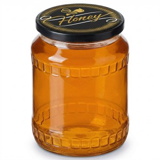 Víčko na sklenici TO 82 - Honey - černé - matné - HO12-2, Prémiové víčko na med se vzorem Honey – černé matné Poctivý, včelařské potřeby, včelařství