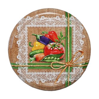 Víčko TO 82 zelenina 4, rustikální dekor, zavařování, sklenice, včelařské potřeby