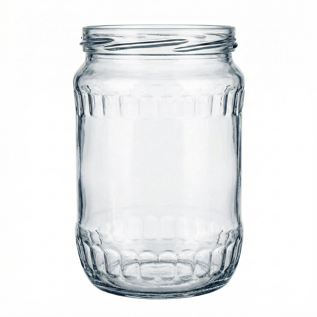 sklenice Facette 580 ml, čirá sklenice, sklenice na med, Twist off, paleta 2028 kusů