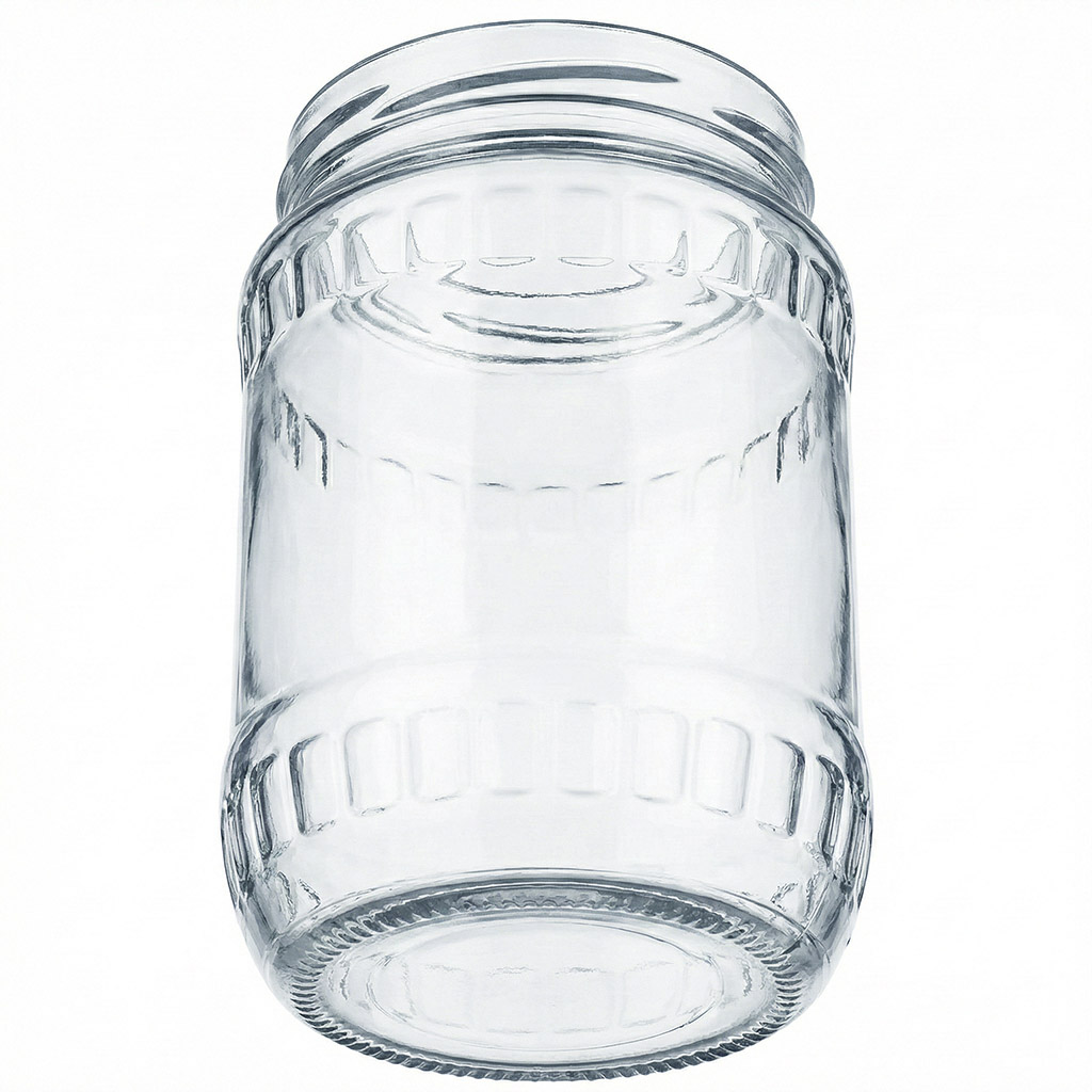 sklenice Facette 580 ml, čirá sklenice, sklenice na med, Twist off, paleta 2028 kusů