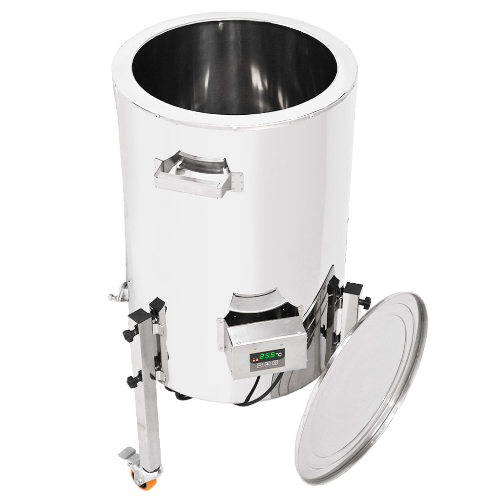 Stáčecí dekrystalizační nádoba s ohřevem Mellarius MaxiLine 230 V - 163 litrů / 225 kg, dekrystalizace medu, stáčení medu, nerezová nádoba